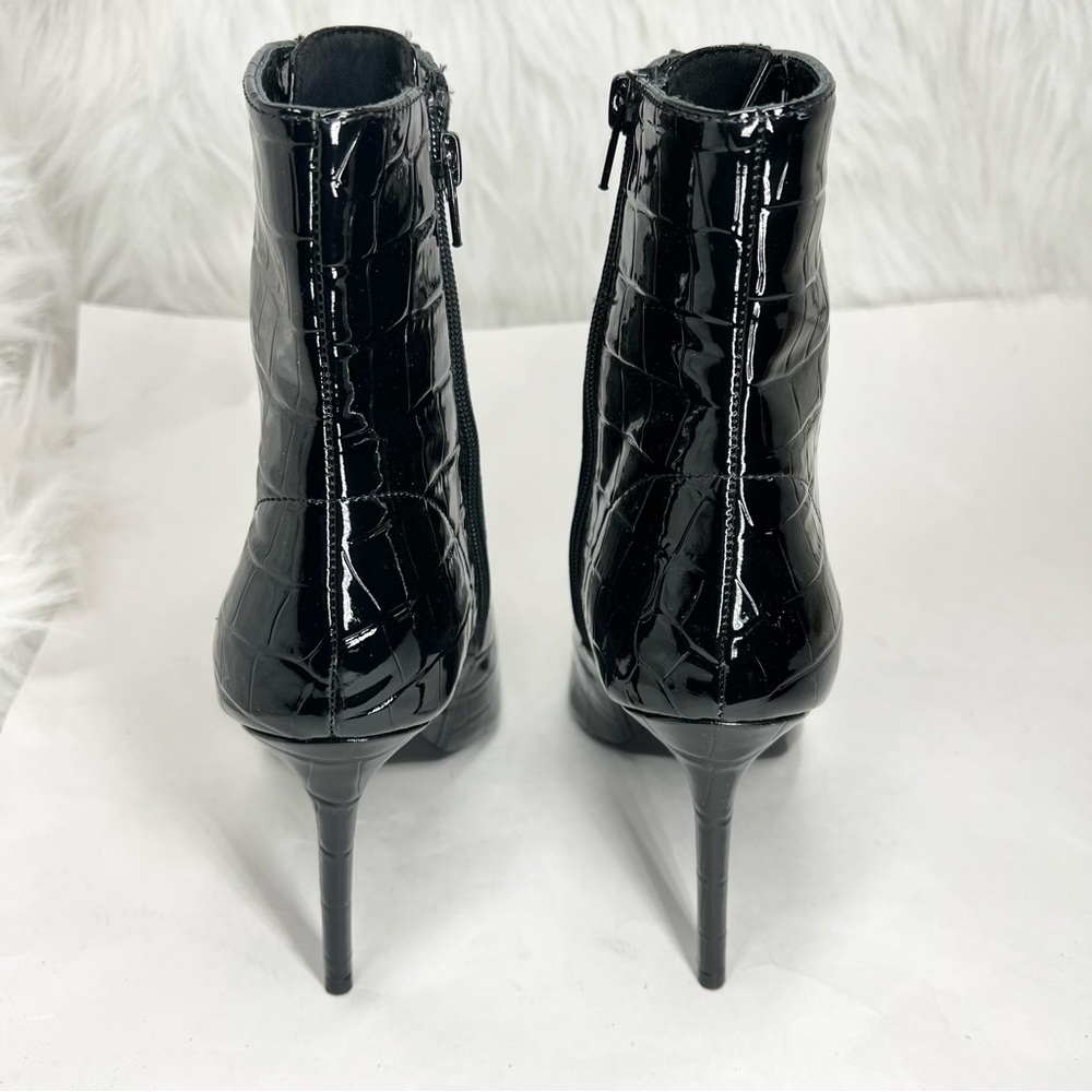 I.N.C. International Concepts Hariet Lace Up Booties Black Croc Patent Size 8.5M - Picture 3 of 14